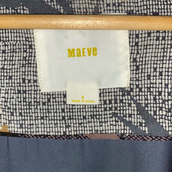 Anthro Maeve Silk Flutter Sleeve Abstract Floral Print Faux Wrap Dress - Picture 5 of 7